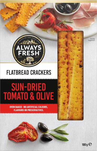 Flatbread Crackers​ - Black Olive & Sundried Tomato